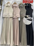 Casual Collar Vest With Pleated Long Skirts Sets